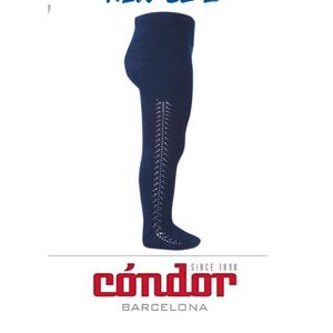 NWT  sz 2 Condor Side Crochet spanish Tights navy blue 126